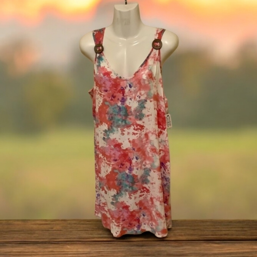 CURE beach-cover or summer dress colorful light weight size L NWT pink b…